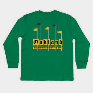 Oakland Fun - Green Kids Long Sleeve T-Shirt